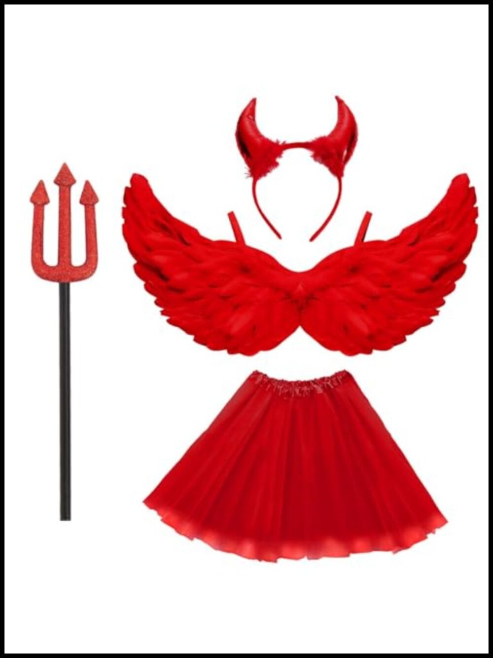 4-Piece Angel Costume Accessory Set Wings Halo Tutu Wand Halloween